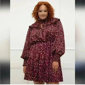 Eloquii Elements Floral Satin Dress with Ruffle Yoke size 22/24